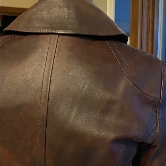 Vintage LAMB Brown Leather Women's Jacket - Picture 6 of 15